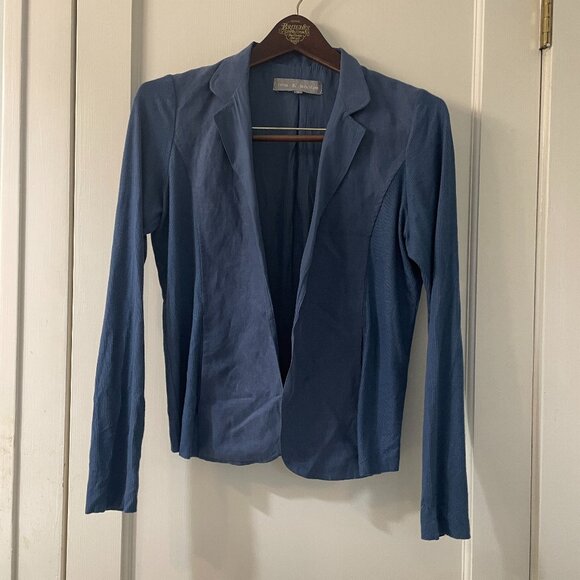 Lola & Sophie Jackets & Blazers - Lola & Sophie New York Navy Blazer Size Small Mixed Media Crepe Ribbed Knit